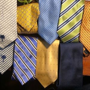 Lot of 9 Classic Southern Ties in Blues & Golds